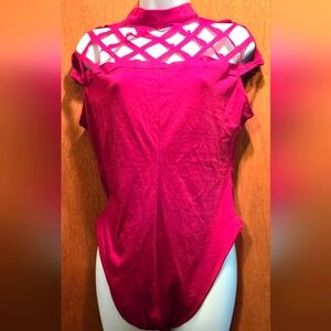 Burgundy lattice bodysuit NWT szXL